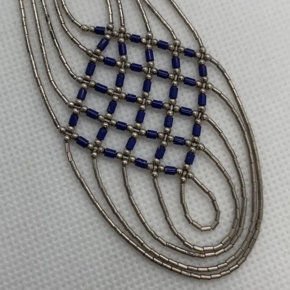 Native American 20” sterling and Lapis necklace - Picture 4 of 6
